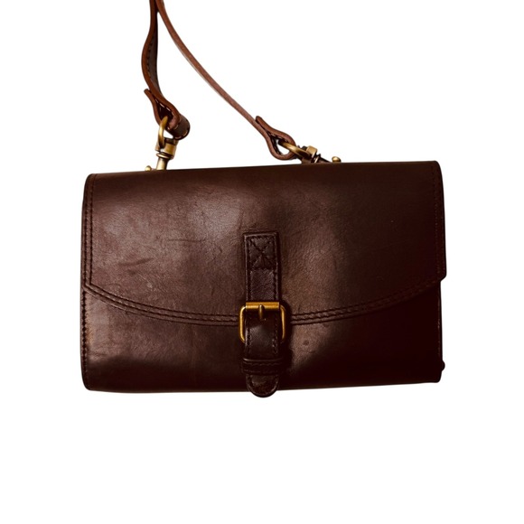 Vtg‎ Eddie Bauer Brown Leather Crossbody Wallet Purse Bag Small Clutch Metalic C - Picture 2 of 11